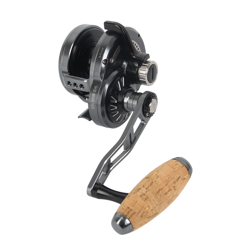 Reel Drag Knob - รอกตกปลาโลหะสำหรับเรือสายตกปลาน้ำหนักสูงสุด30กก. 9 + 2Bb ที่จับไม้ก๊อกโอเวอร์เฮดช้า