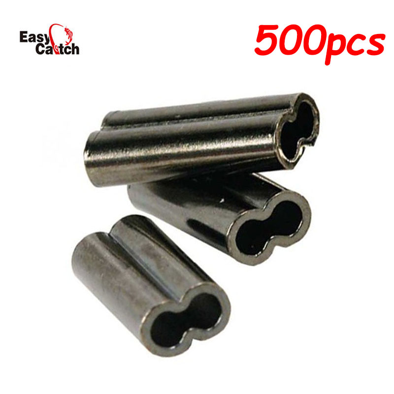 Baitcasting Reel - 500ชิ้น/ล็อตทองแดงCrimpตกปลาแขนคู่สายCrimpingหลอดCrimp Connectorอุปกรณ์เสริม0.8-2.6มม.#4