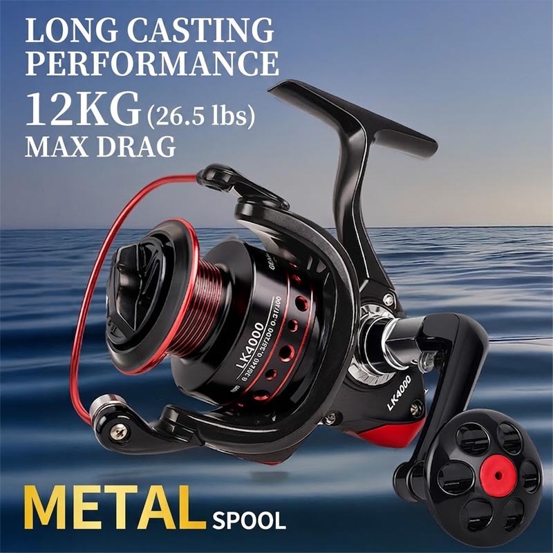Trolling Reel - รอกตกปลาแบบสปินนิ่งโลหะเต็มรูปแบบ, รอกโลหะสำหรับการตกปลาทางไกลที่ทนทานสูง เหมาะสำหรับการตกปลาด้วยเหยื่อปลอมในน้ำจืดและน้ำเค็ม, ตกปลาบนแพและตกปลาทะเล