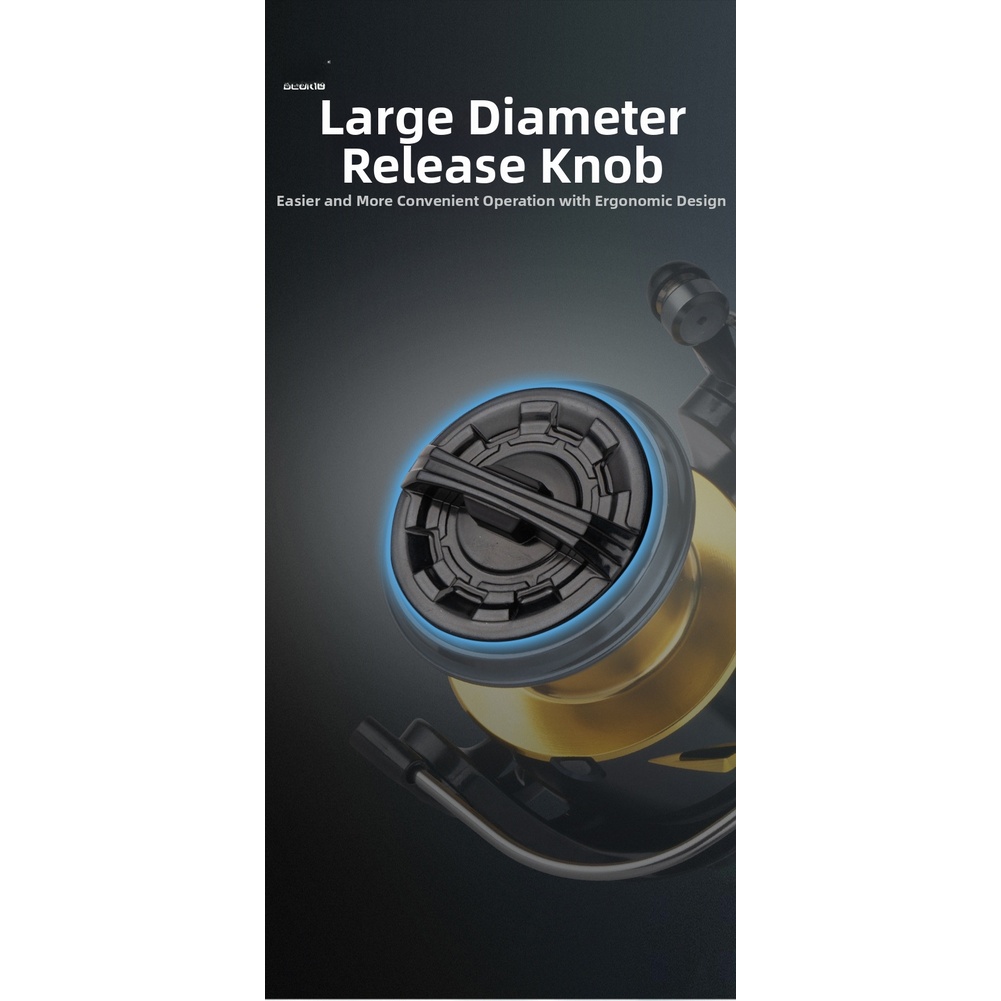 Reel Drag Knob - รอกตกปลาแบบม้วนโลหะพร้อมปุ่มลากขนาดใหญ่และด้ามจับรูปตัว T ที่ออกแบบตามหลักสรีรศาสตร์สำหรับการตีเหยื่อปลาขนาดใหญ่ระยะไกล