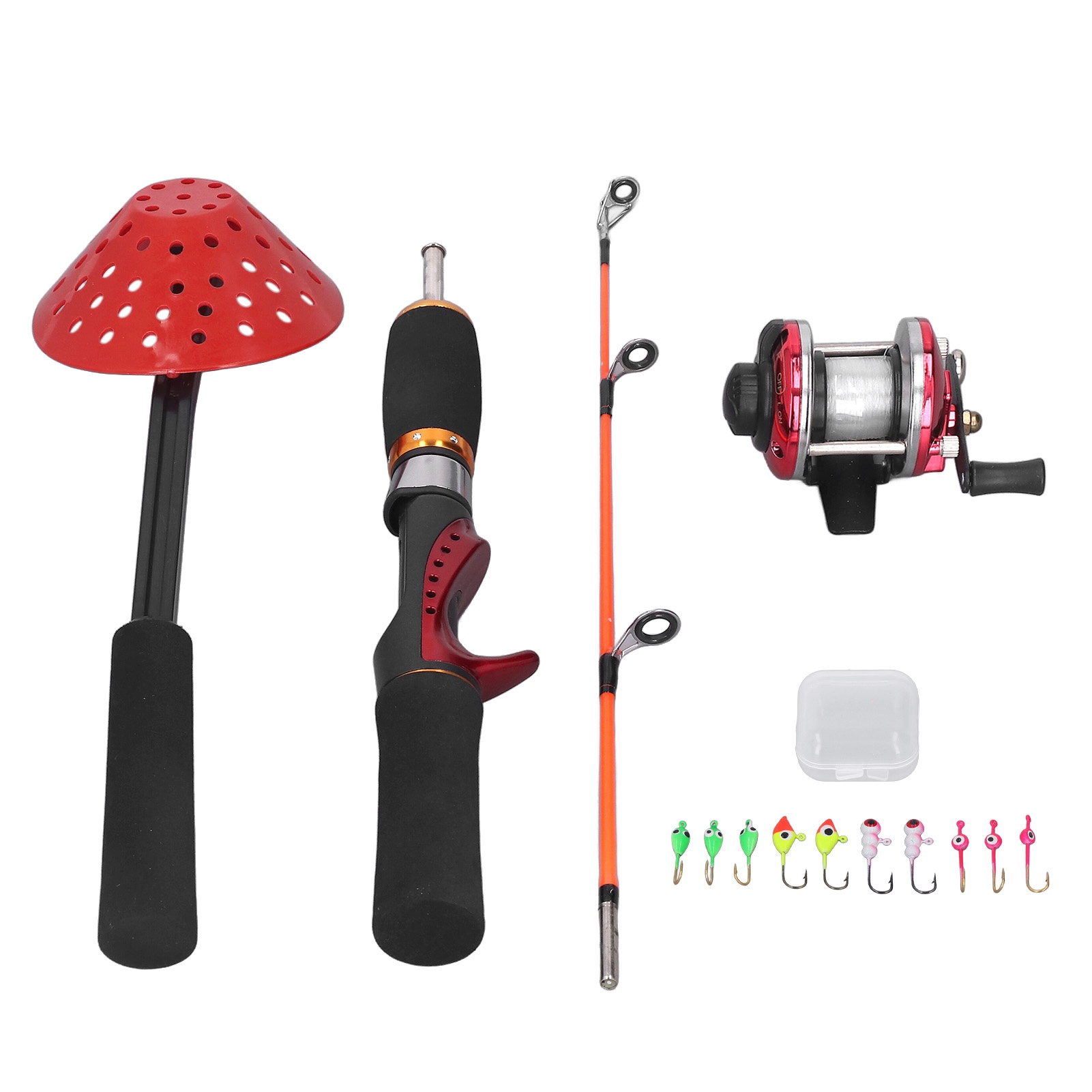Ice Fishing Reel - ชุดอุปกรณ์ตกปลาน้ำแข็งสำหรับฤดูหนาว ประกอบด้วยคันเบ็ด รอกเบ็ด สายเบ็ด ตะขอเบ็ด และที่ตักน้ำแข็ง
