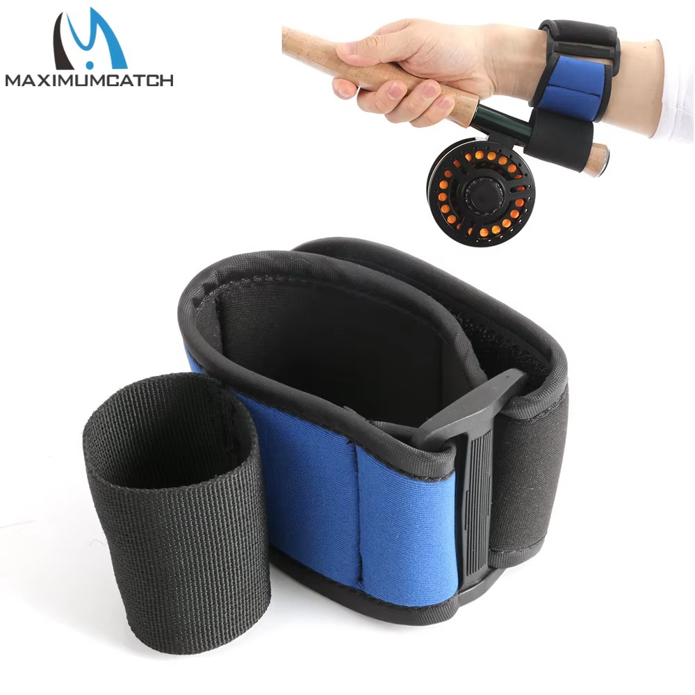 Fly Reel - สายรัดข้อมือสำหรับตกปลา MAXCATCH ทำจากนีโอพรีน ช่วยพยุงคันเบ็ด พร้อมสายรัดนุ่มยืดหยุ่น ปรับได้