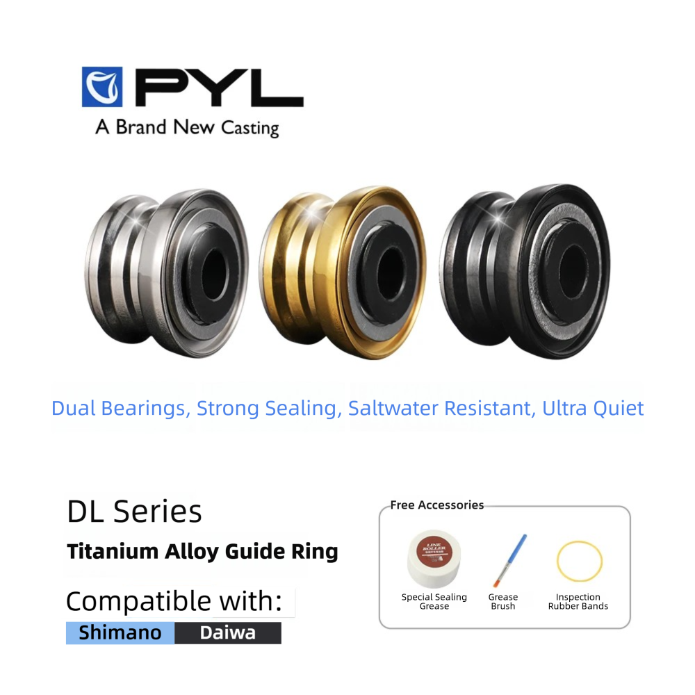 Conventional Reel - ลูกกลิ้งสายเบ็ดแบบลูกปืนคู่ PYL ไทเทเนียมอัลลอย - ตัวนำสายเบ็ดแบบสปินนิ่ง ทนทานต่อการใช้งานในน้ำเค็ม