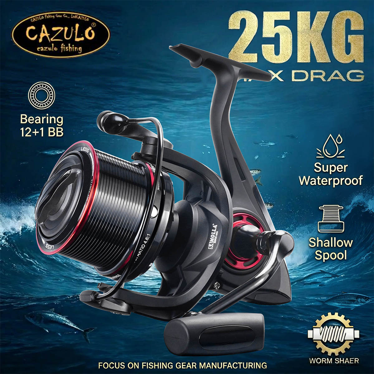 รอกตกปลาแบบสปินนิ่ง CAZULO สำห - Surf Reel บทวิจารณ์และราคา