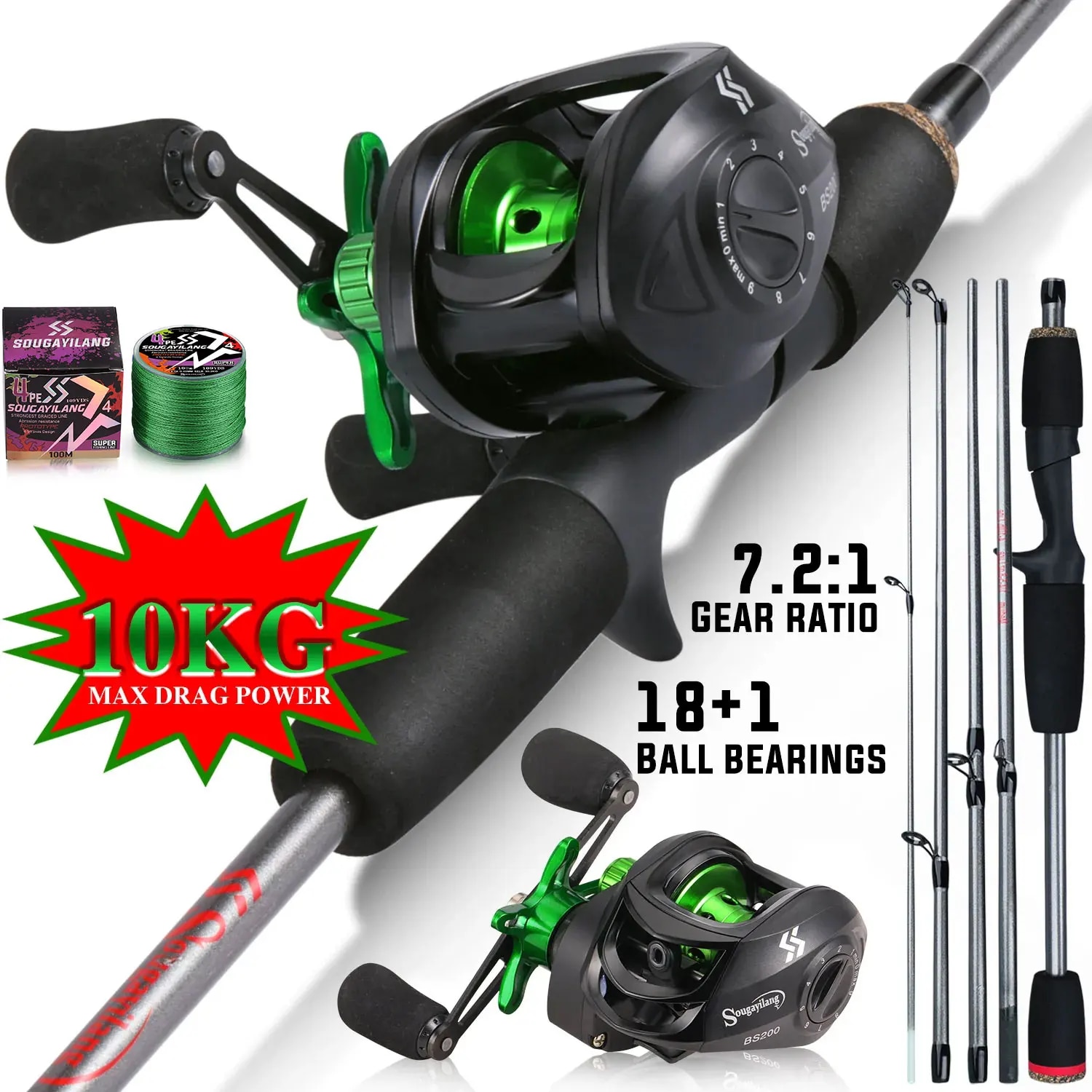 Sougayilang ตกปลา Rod Combo 1. - Spincast Reel บทวิจารณ์และราคา